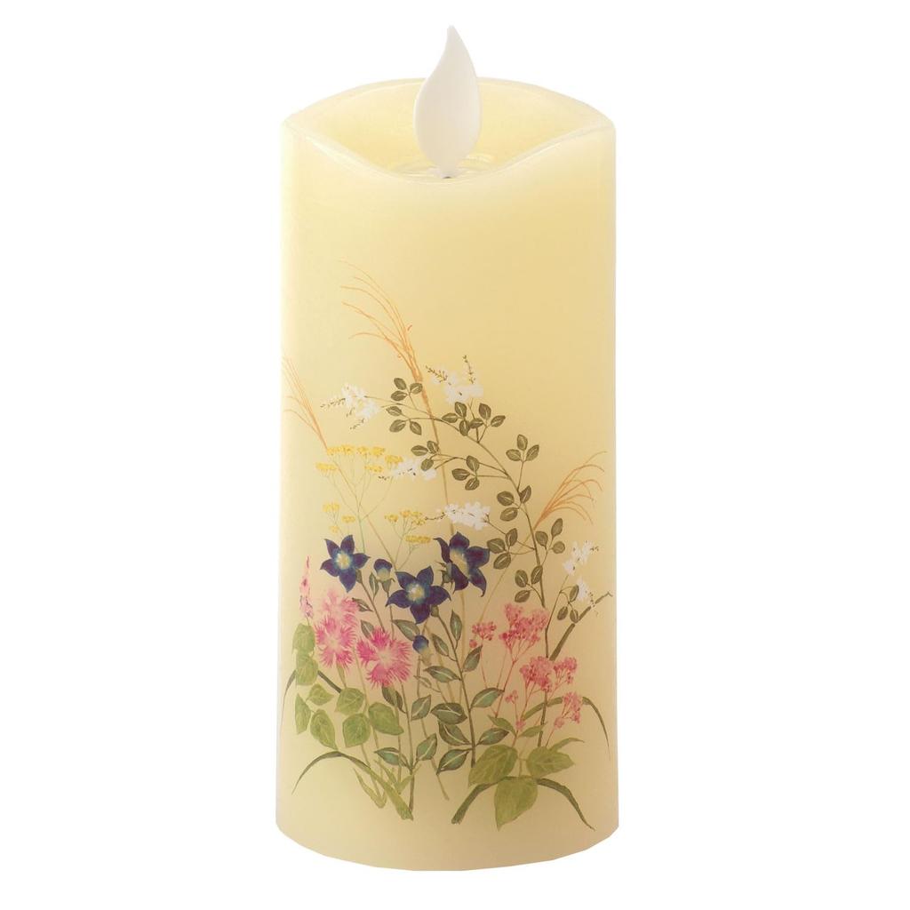 Kameyama Irohaakari S Autumn Seven Herbs LED Candle, Compact Size