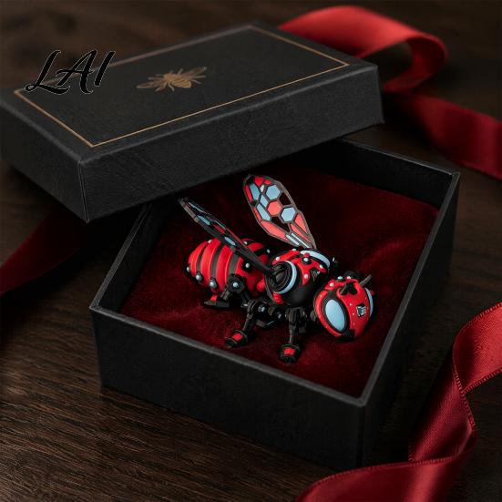 Articulated Futuristic Insect Figure 3D Printed Bee Figurine Flexible Joint Fidget Toy with Keychain Mechanical Compound Eye Robot Ornament Desktop