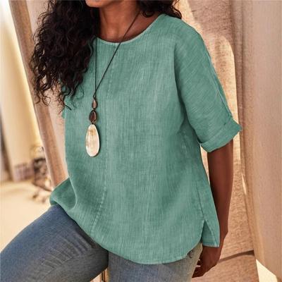 Luźna bluzka z krótkim rękawem i okrągłym dekoltem T-shirty Damskie