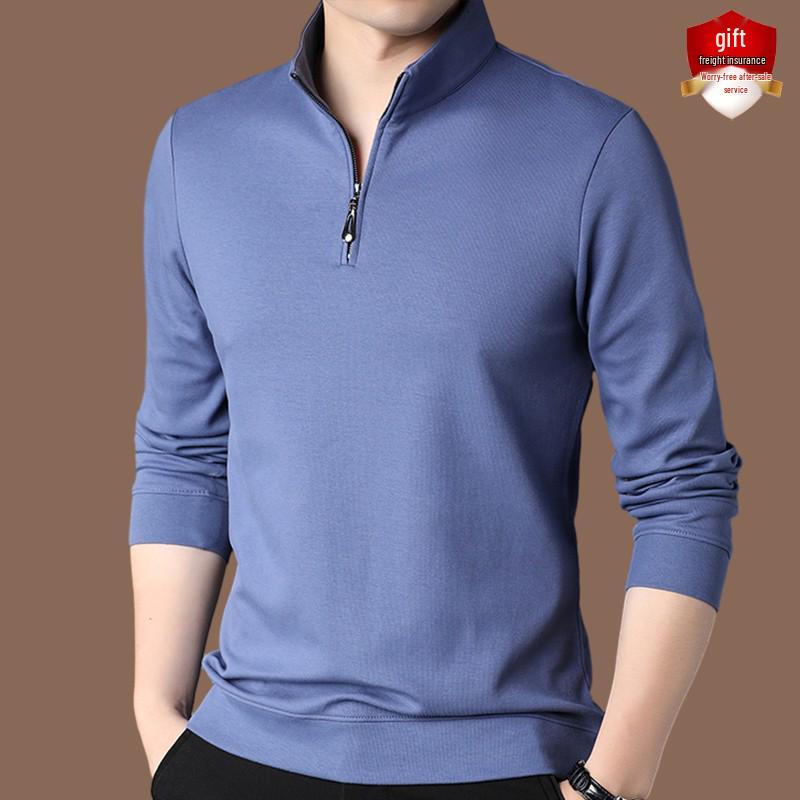 

Men s Autumn Long Sleeve Stand Collar Polo Shirt XL