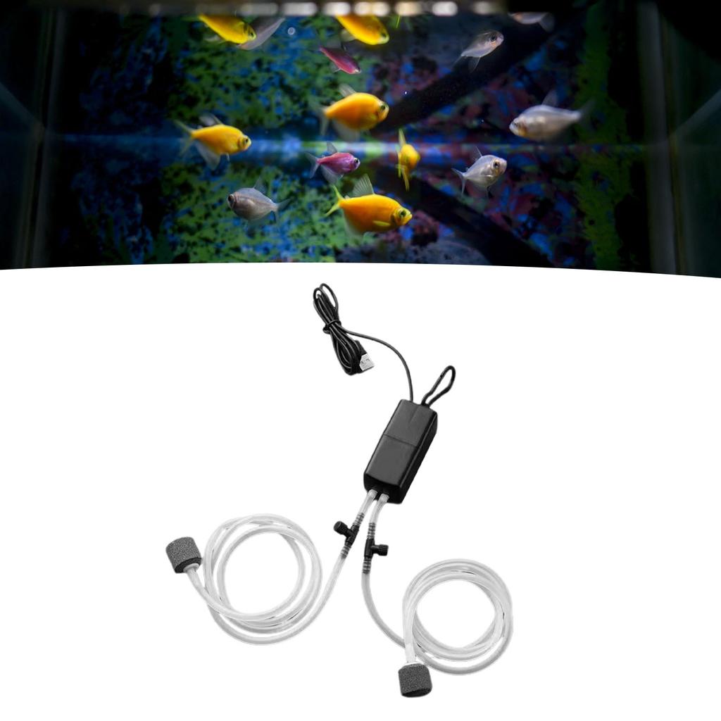 Pompa Ossigeno USB per Pesci Portatile Silenziosa Doppia Uscita Pompa Ossigeno per Pesca Acquario Domestico