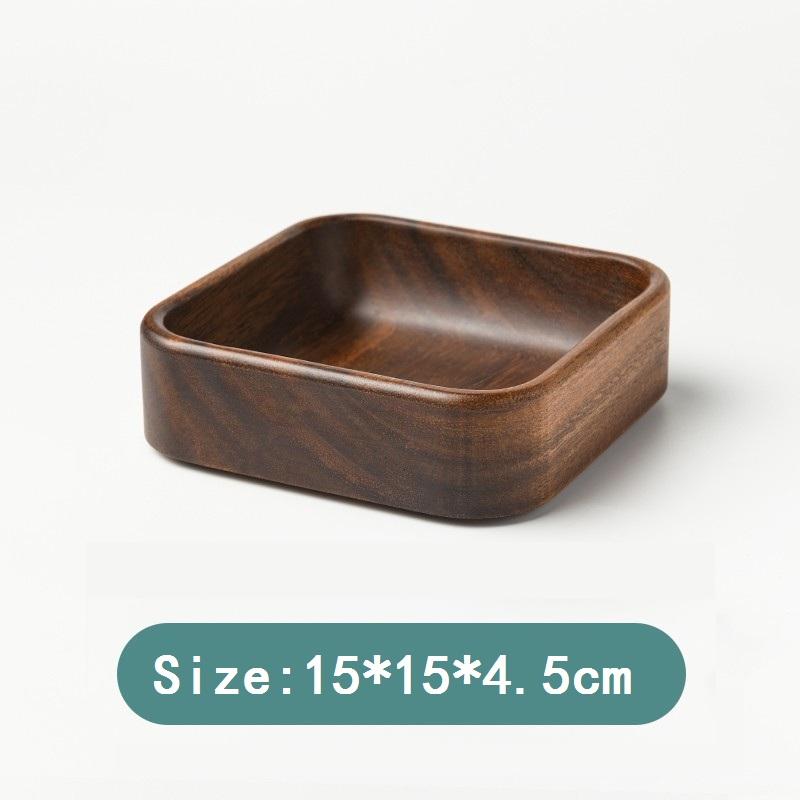 HeMu-Acacia Wood Solid Wood Dried Fruit Snack Plate, Salad Bowl, Multi-cell Snack Plate, Chinese Style