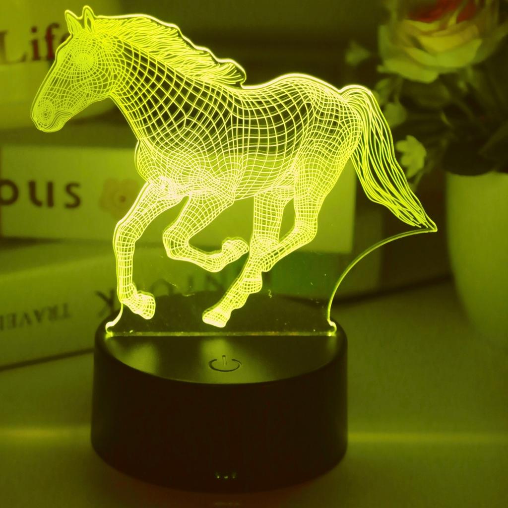 1pc 3D Horse Night Light - USB Powered, Touch Adjustable, Bedroom Atmosphere and Decorative Night Light and Gift.