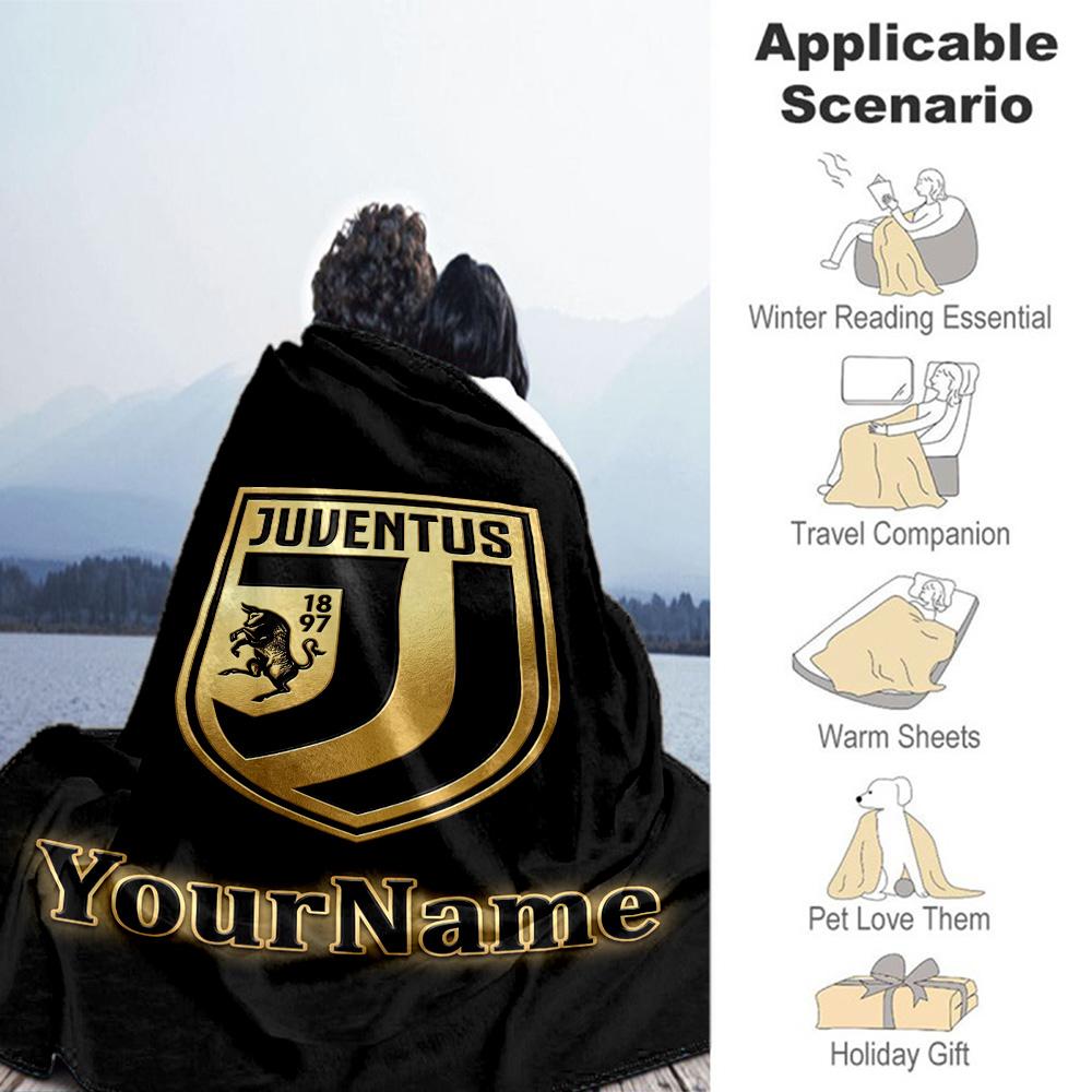 Juventus Customize Text Blanket Gift Personalized Blanket Soft Warm Cozy Suitable for Bedding Livingroom Office Office Chair Four Seasons Multipurpose