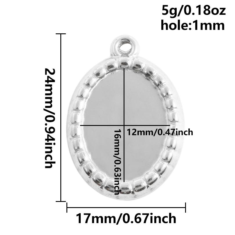 6pcs New Steel Color Cabochon Charm No Fade Oval Round Water Droplet Pendant Metal DIY Stainless Steel Charms For Jewelry Making