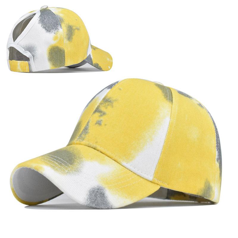 Foreign Trade Explosion Tie-dye Hat Pure Cotton European and American Women Empty Top Hat Sun Protection Visor Cotton Ponytail Hat Baseball Cap