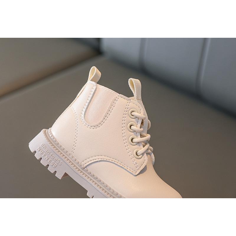 Dívčí Martin boots, Podzim/Zima Britský styl Dětské kožené boty, Dětské kotníkové boty, S fleecovou podšívkou pro batolata a děti.