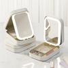 Leather Cosmetic Bag With Led Mirror Makeup Lighted Rechargeable Adjustable Brightness Full Screen Mirror Portable Travel