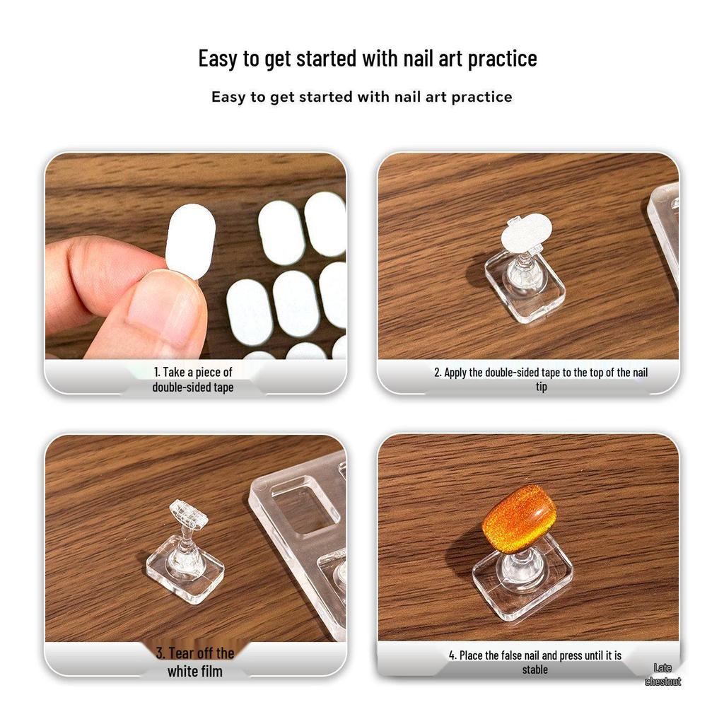Transparent Acrylic Cat Eye Nail Art Holder – Non-Magnetic, Portable & Detachable Base