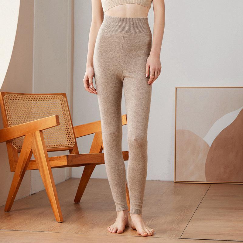 Women's 100% Pure Cashmere High-Waisted Leggings - Body-Shaping, Warm, for Autumn/Winter, Indoors or Outdoors.