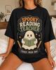 Spooky Reading Teacher T-Shirt, Halloween Ghost and Book Graphic Tee