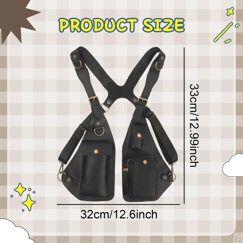 Underarm Shoulder Bag Cycling Steampunk Fashion Multipurpose PU Leather Vest