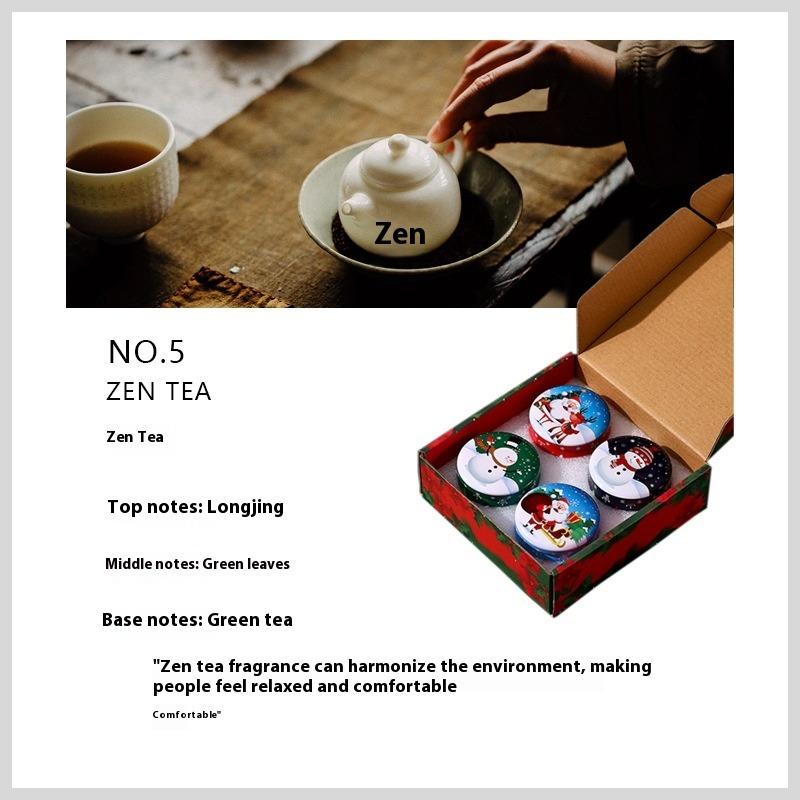 Festive Christmas Tin Candle 4-Piece Set - Scented Gift Box for Christmas Eve, Holiday Decor & Party Souvenir