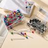 100Pcs/Box 37mm Colorful Round Pearl Head Needles Stitch Straight Push Sewing Pins For Dressmaking DIY Sewing Tools Positioning