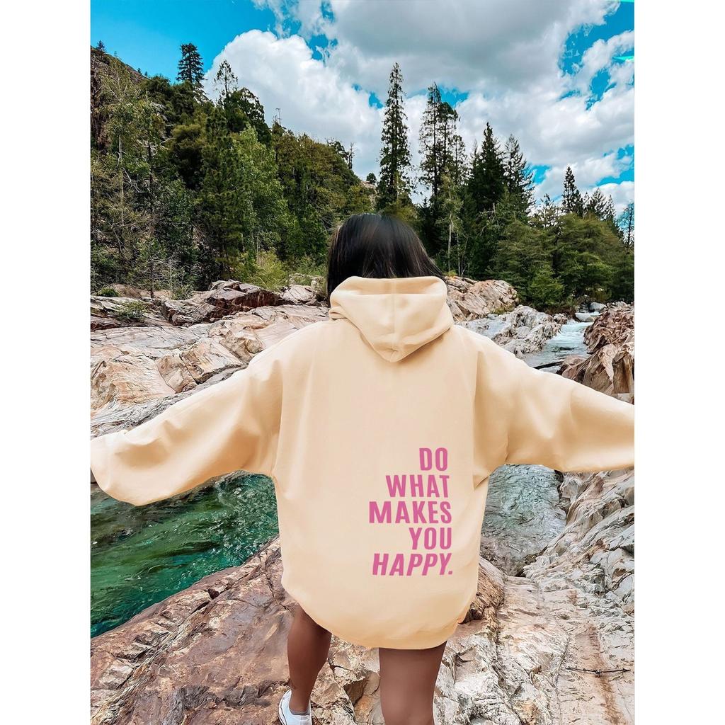 Sweat à capuche pour femme à manches longues, coupe ample, avec motif lettre graphique, pull décontracté