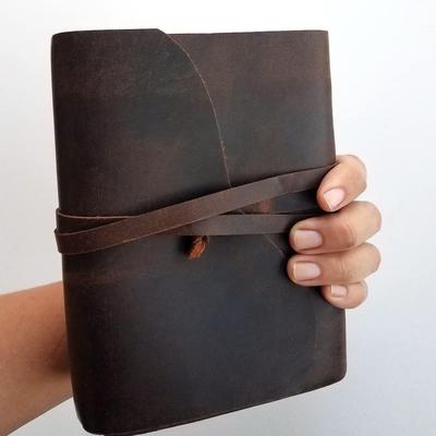 Diario in carta non rigata fatta a mano, formato A5, con chiusura a strappo e copertina in pelle, agenda da ufficio, 100 pagine