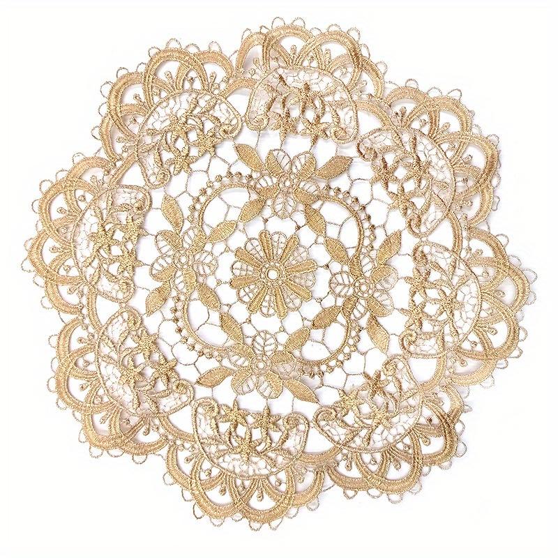 1PC Luxury European Lace Embroidery Placemat Handmade DIY Embroidered Cloth Flower Table Coaster Tray Cushion Tablecloth.