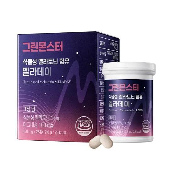 GREEN MONSTER Plant-based Melatonin MELADAY 28 Tablets (28-day Supply)