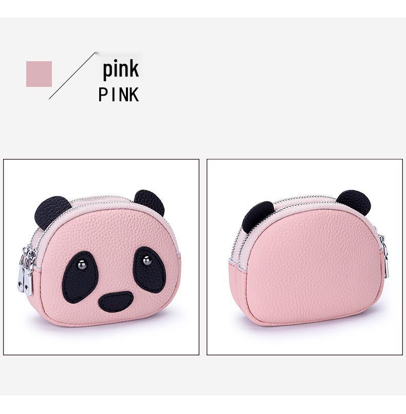 Women's Genuine Leather Large Capacity Double Zipper Coin and Lipstick Pouch