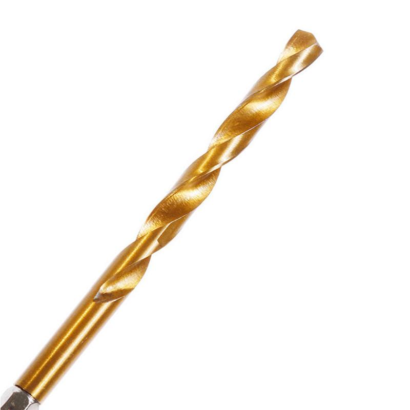 Set de burghie din oțel de mare viteză HSS acoperit cu titan 13 bucăți 1/4 tijă hexagonală 1,5 mm-6,5 mm cu mâner hexagonal