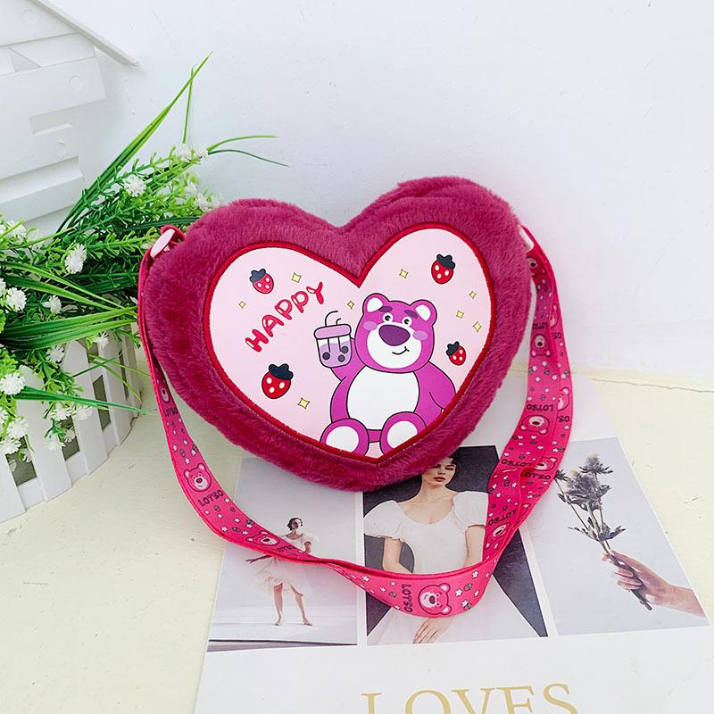 New cartoon plush satchel love sweet and cute change bag, girl heart shoulder messenger bag