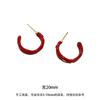 Vintage Red Glaze C-Shape Design Stud Earrings for Women, Gentle Atmosphere Versatile Daily Temperament Ear Hoop, Unique Ear Accessory