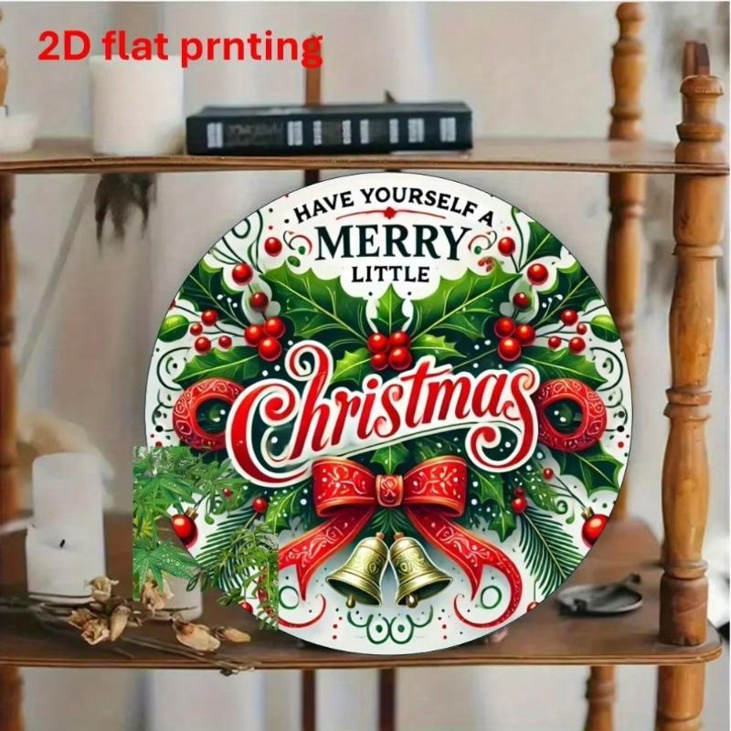 Vintage Christmas Metal Wall Art Red Green Holiday Sign Home Bar Decor Gift