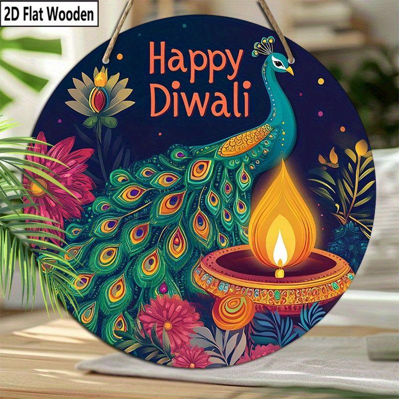 2D flat hanging decorative signs, interior wall or door decoration, Diwali peacock pattern decoration, interesting gifts for family and friends