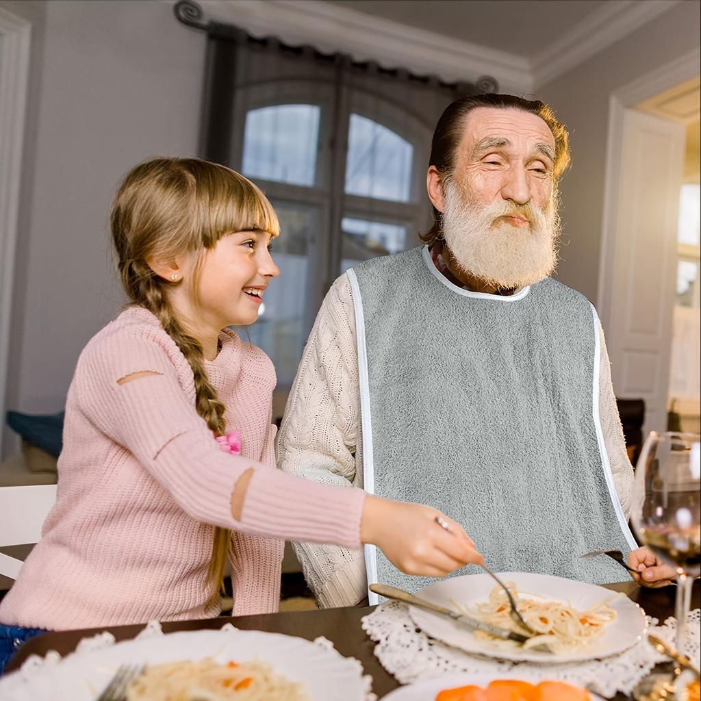 1/2 Stück Verstellbares Erwachsenen-Lätzchen Maschinenwaschbar für ältere Erwachsene zum Verhindern von Speichelfluss und Verschüttungen Erwachsenen-Lätzchen zum Essen Still-Lätzchen