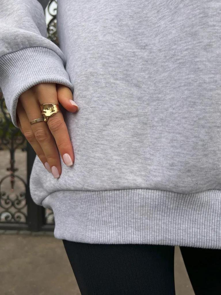 European & American Chic Retro Oversized Sweatshirt – Plain Color, Thickened, Round Neck, Comfortable for Autumn & Winter