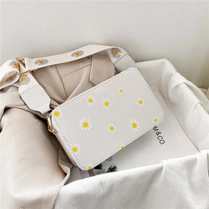 Little Daisy Embroidery Cute Mini Women's Crossbody Bag, Small Handbag, Wrist Guard, Wallet, Phone Bag, Coin Wallet