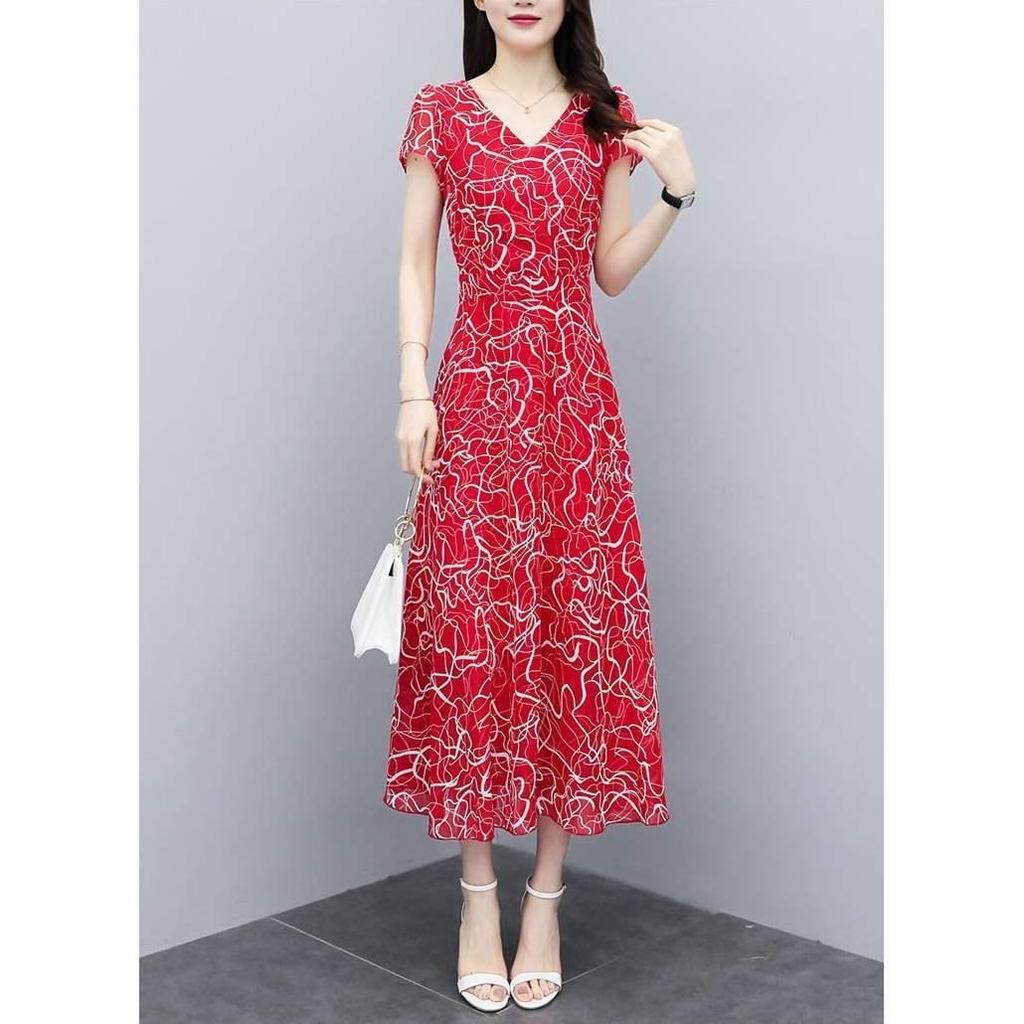 Plus Size Floral Print Slimming Summer Dress for Women - Short Sleeve, Loose Fit
