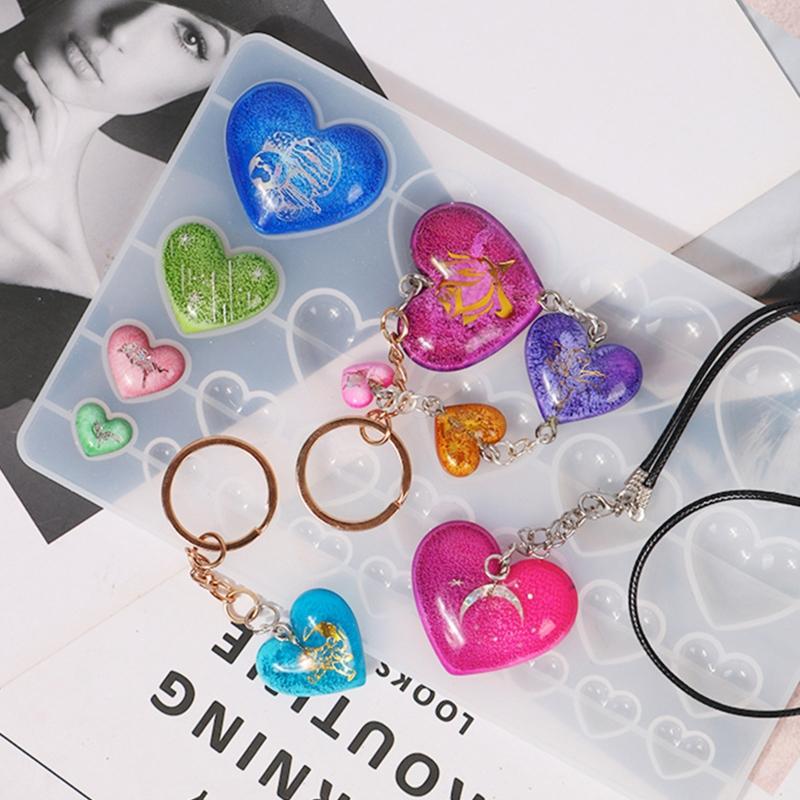 DIY Love Gem Patch Keychain Silicone Epoxy Mold DIY Ornaments Pendant Jewelry Crafting Mould for Valentine Love Gift