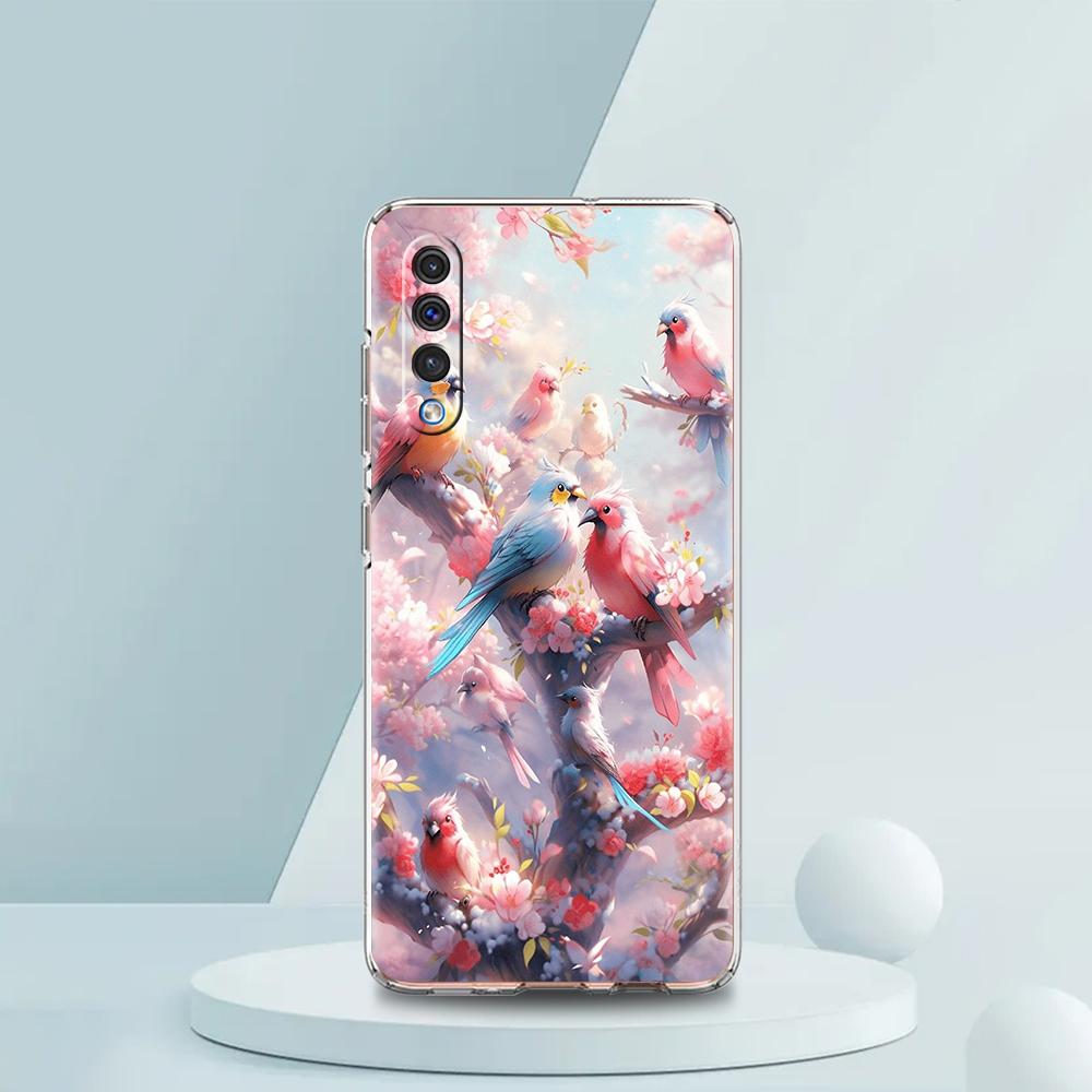 Transparent Phone Case for Samsung Galaxy A16 A14 A12 A22 A24 A42 A02 A06 A20 A30 A40 Soft TPU Cover Flower Floral Bird Pattern