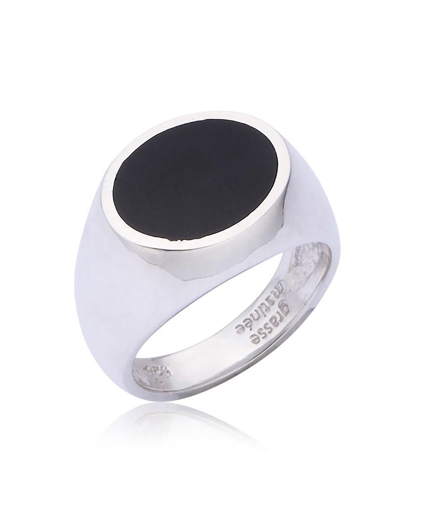 Grasse Matinee Oval Signet Ring Black