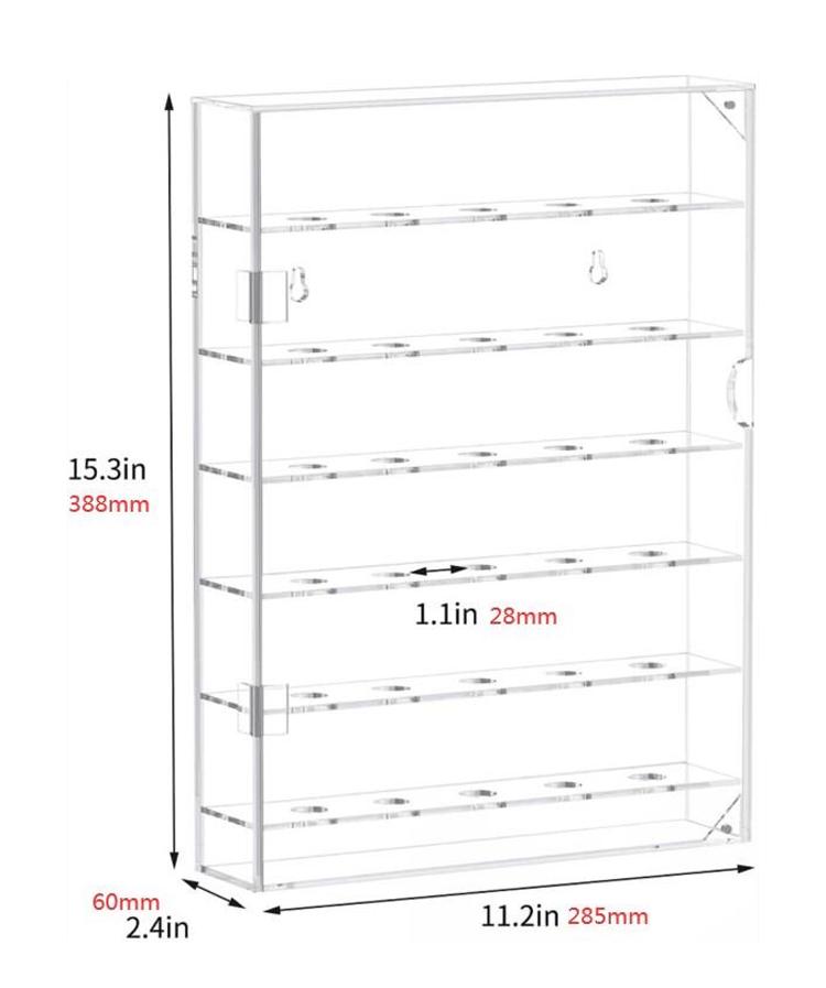 

Wall-Mounted Acrylic Display Box for Golf or Baseballs, Transparent with Door, Customizable