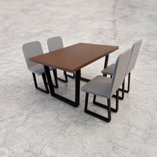 Miniature Table Chairs, Tiny Dining Table Chairs, Mini Pretend Play Toys, Furniture Miniature for 1/12 Scale Doll Mansion Dining Room