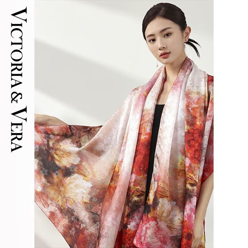 VICTORIA&VERA V827ZS01 Spring/Summer Printed Silk Floral Scarf