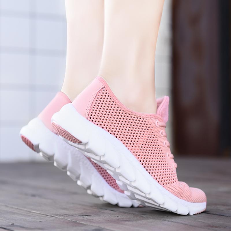 Rimocy Knitting Mesh Breathable Sneakers Women Flats Casual Lace Up Walking Shoes Woman  Tenis Feminino Summer Sport Shoes