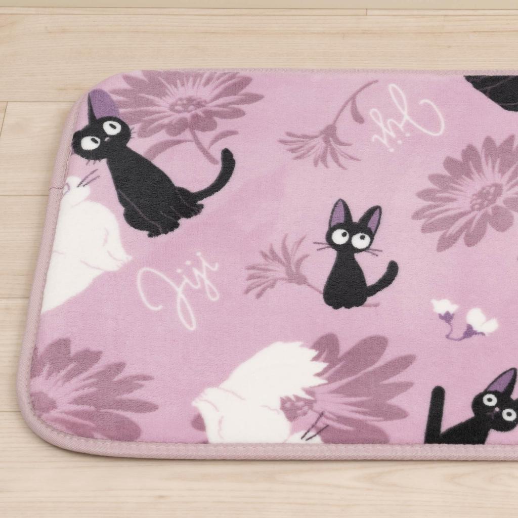 Senko Delivery Service Floral Jiji 45 X Jiji Cat 47053 Kiki's Rug, Approx. 180cm, Pink, Design,