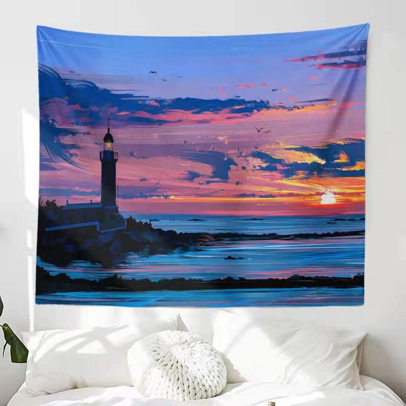 Aesthetics Sunset Starry Night Sky Moon Landscape Background Bedside Living Room Dormitory Decoration Tapestry