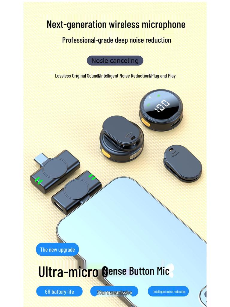 H25 Wireless Clip-On Microphone: Noise Reduction, Outdoor Video/Live Broadcast, Digital Display, Compact Size.