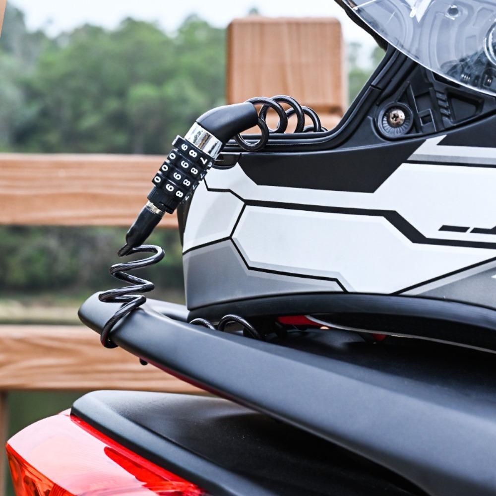 Wire Helmet Lock Motorcycle Bicycle Anti-theft Helmet Lock Telescopic Wire Lock Cow Cable Lock Head Combination Lock