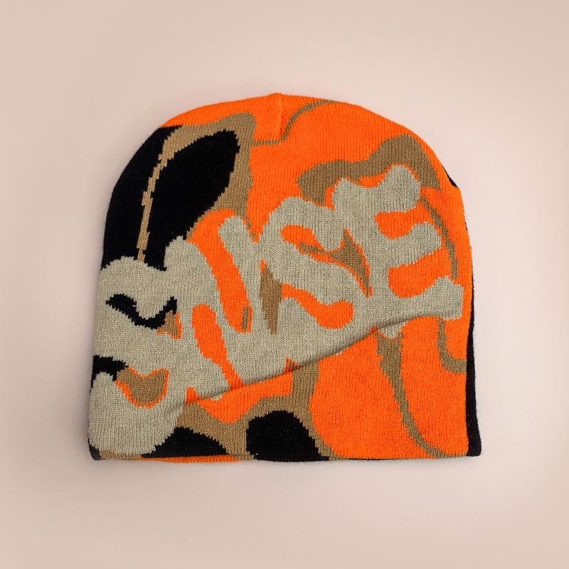 New American Contrasting Letter Jacquard Knitted Hat for Men and Women Warm Hip-hop Skateboard Personalized Pullover Hat