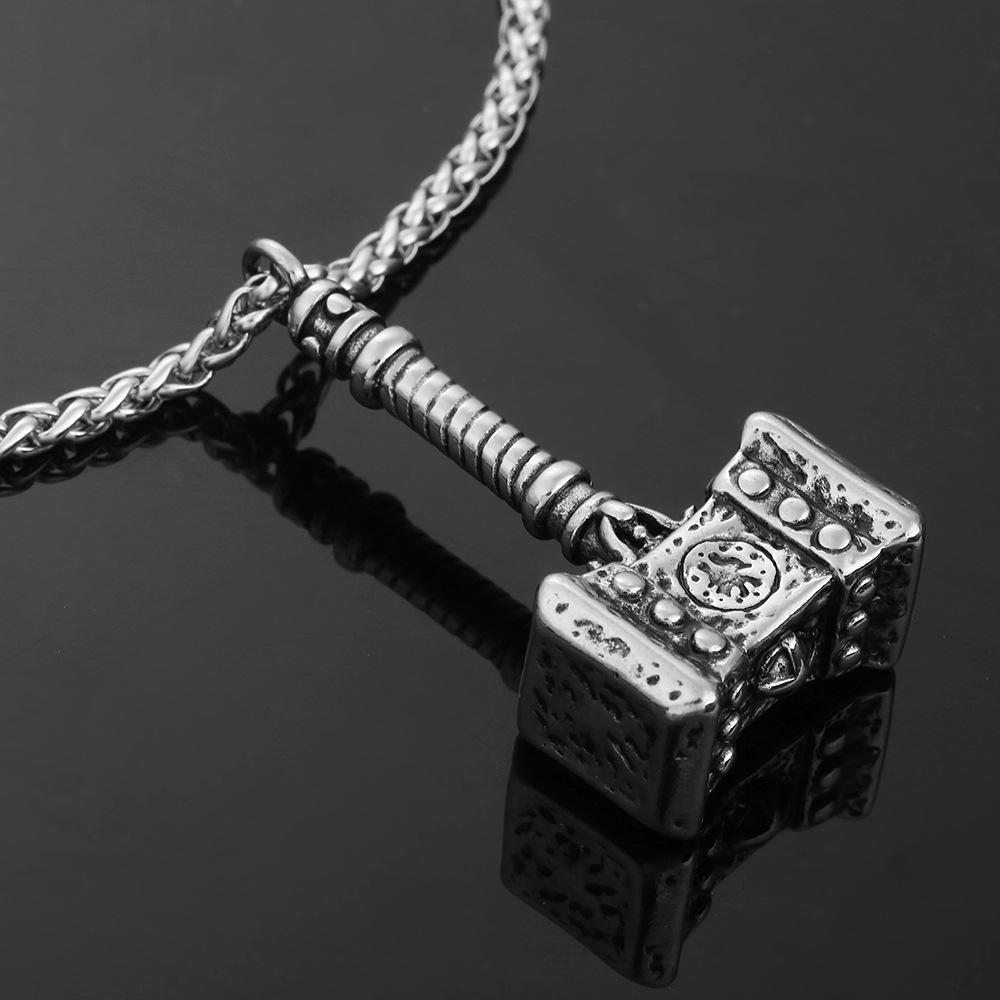 Colier cu pandantiv cu ciocanul lui Thor, viking nordic din oțel inoxidabil, bijuterii pentru bărbați 