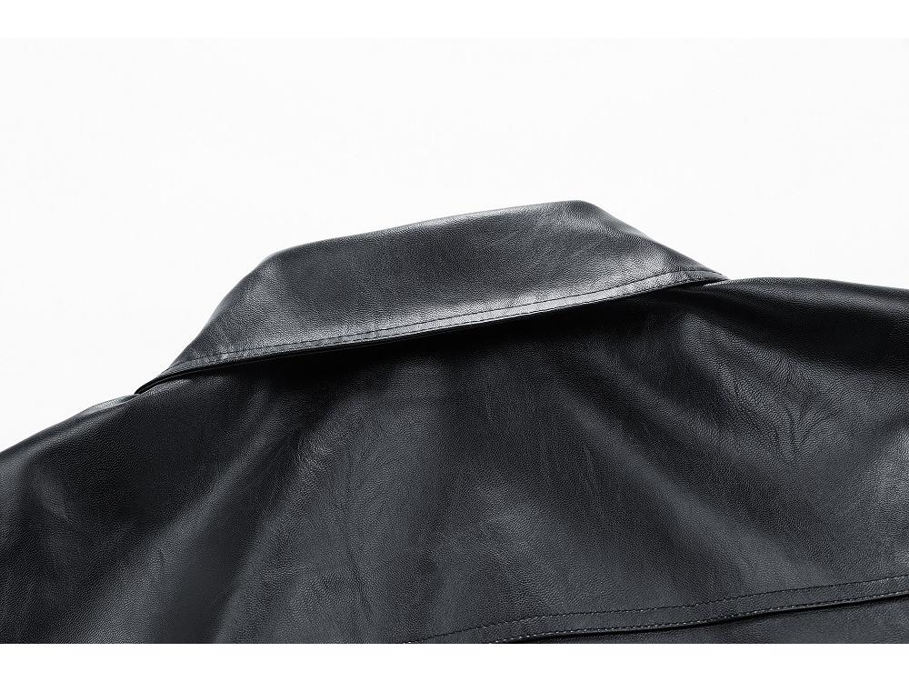 Men's Trendy Streetwear Casual Plus Size Leather Jacket with Lapel for Spring and Autumn