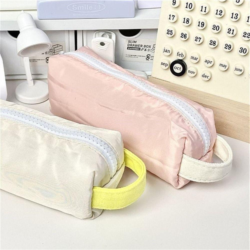 Cream Color Pencil Case Cosmetic Bag Stationery Storage Bag Aesthetic Pencil Bags  for Girls