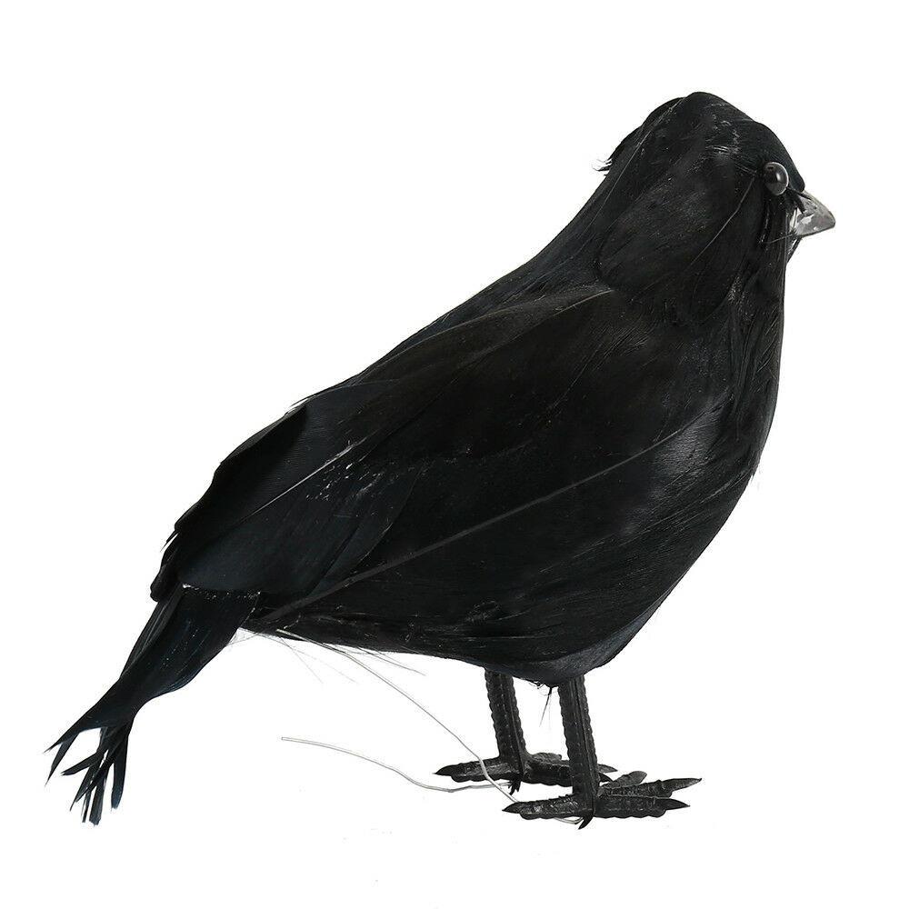 6PCS Halloween Crow Prop Large Realistic Raven Feathered Spooky Party Home Decor