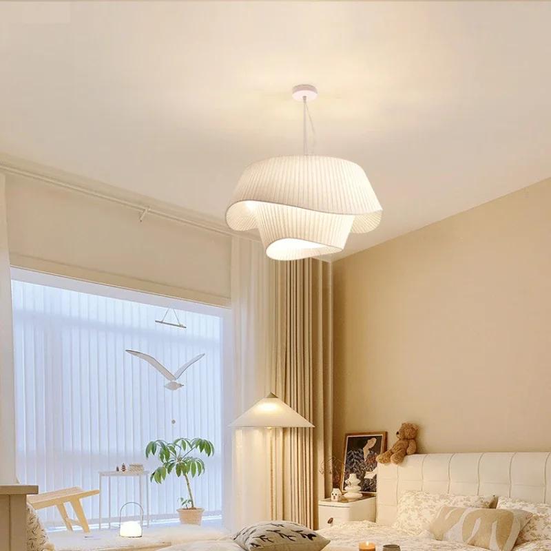 Fabric LED Pendant Light for Bedroom Home Decor Lamp Nordic Designer Hanging Lighting Suspension Decoration Chandelier Fixture