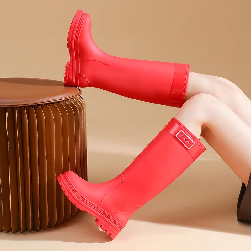 Fashion Japanese Korean Velvet Rain Boots Fashion Midsole Thick Sole Wear-Resistant Anti-Slip New Foreign Trade Style